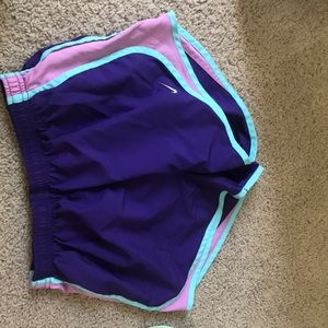 purple blue & pink nike shorts